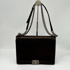 Chanel Shoulder Bag Leather Black Chain