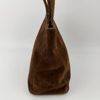 Chanel CC Logo Tote Shoulder Bag Brown Suede No 5 Vintage — view 6