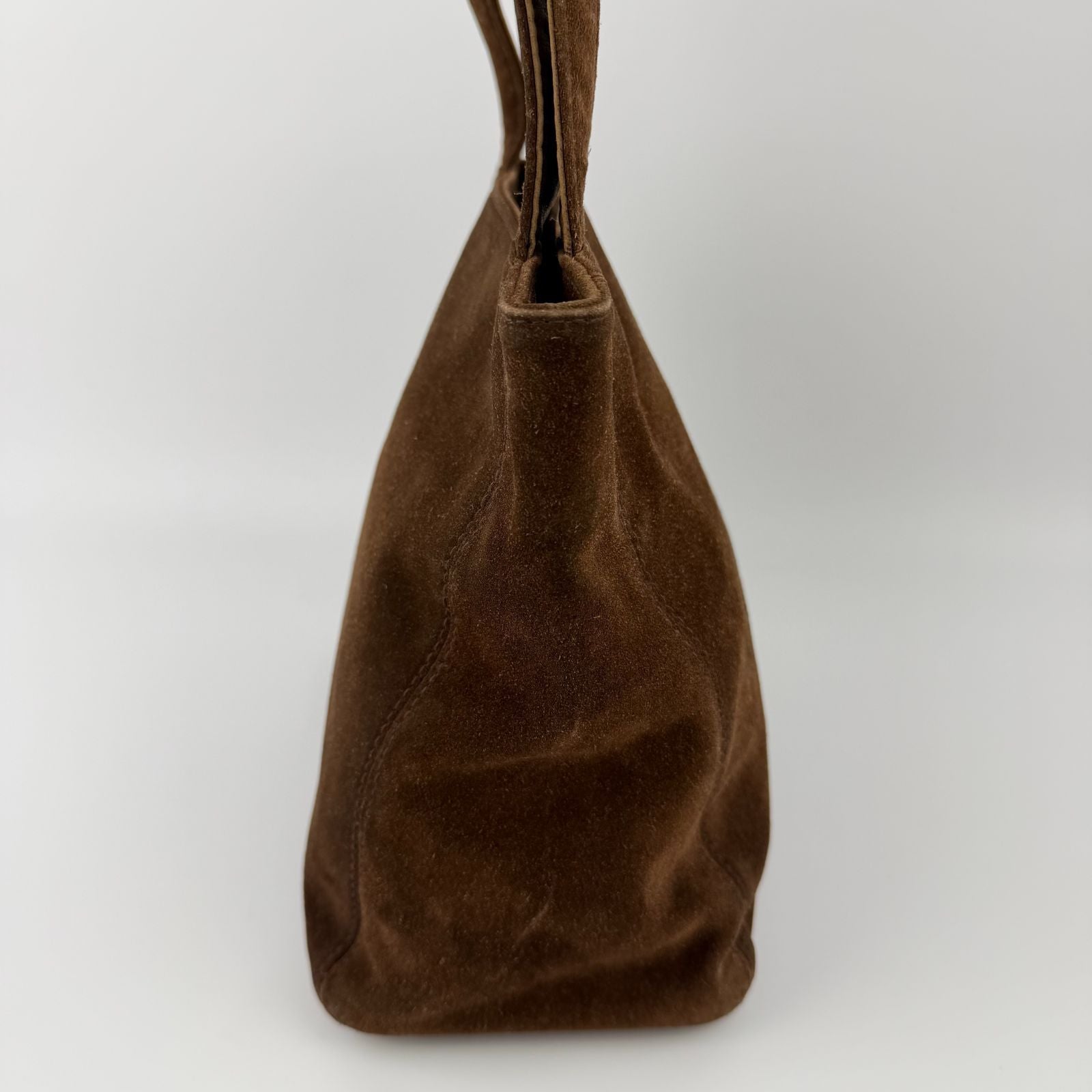 Chanel CC Logo Tote Shoulder Bag Brown Suede No 5 Vintage — view 6