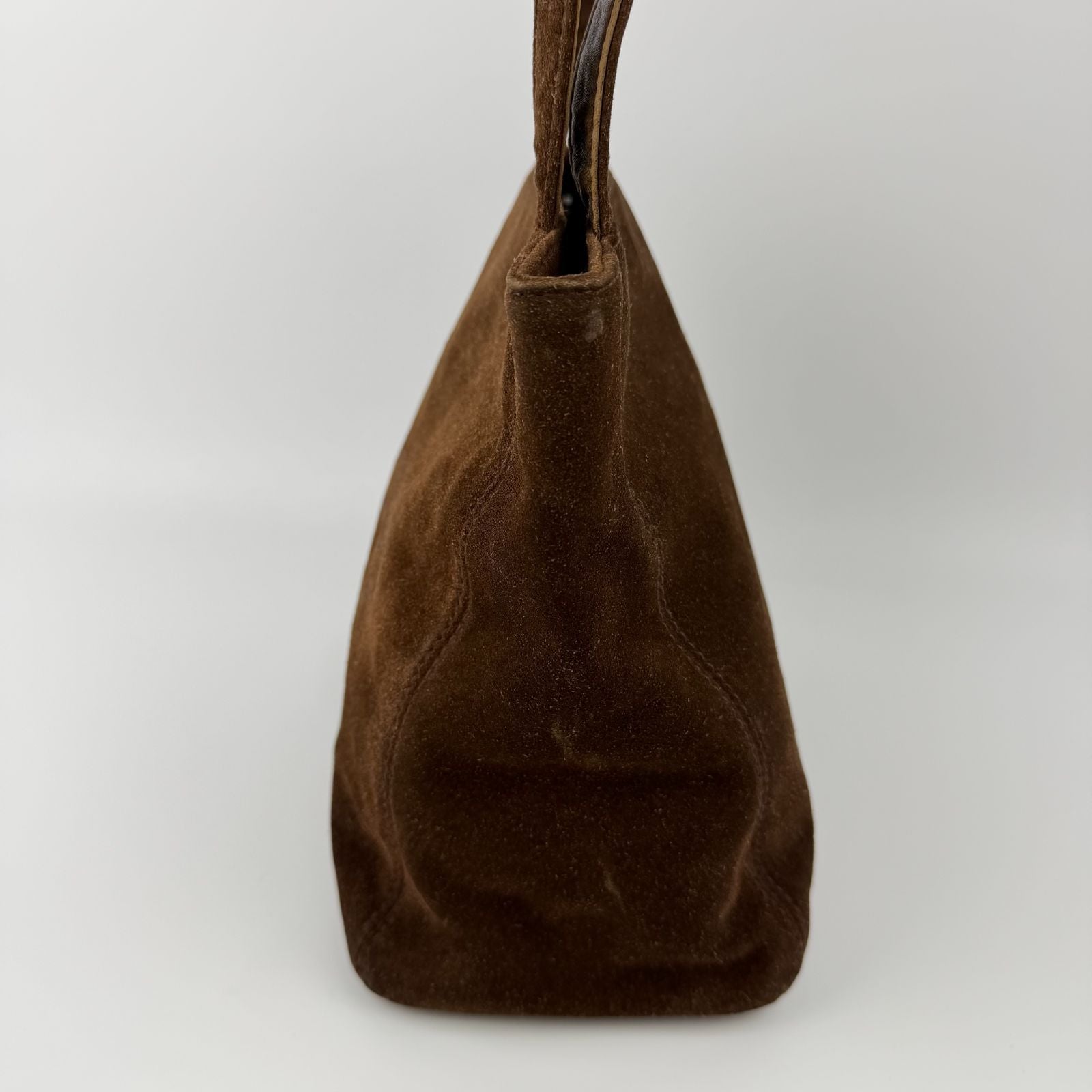 Chanel CC Logo Tote Shoulder Bag Brown Suede No 5 Vintage — view 4
