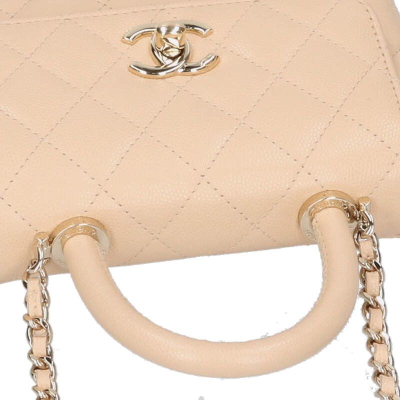 Chanel Coco Handle Mini Gold Caviar Leather Shoulder Bag — view 5