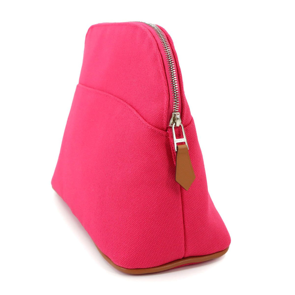 Hermes Bolide Pouch MM Cotton Canvas Hibiscus Silver — view 3