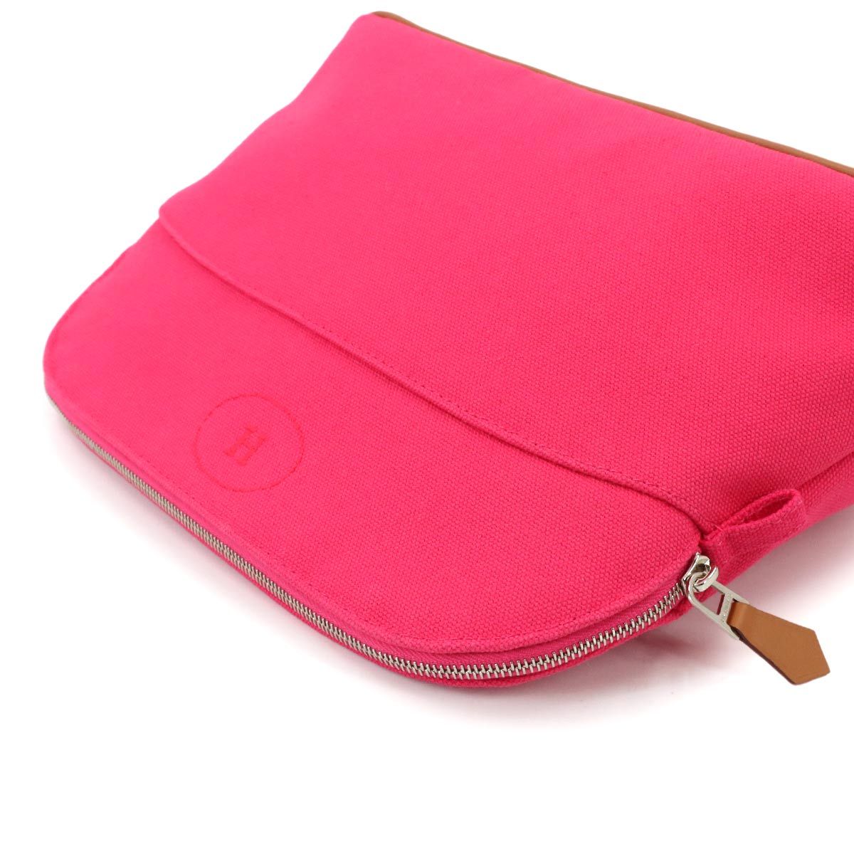 Hermes Bolide Pouch MM Cotton Canvas Hibiscus Silver — view 5