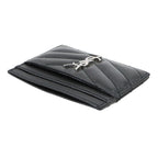 Saint Laurent Cassandra Card Case Holder Leather Black — view 5