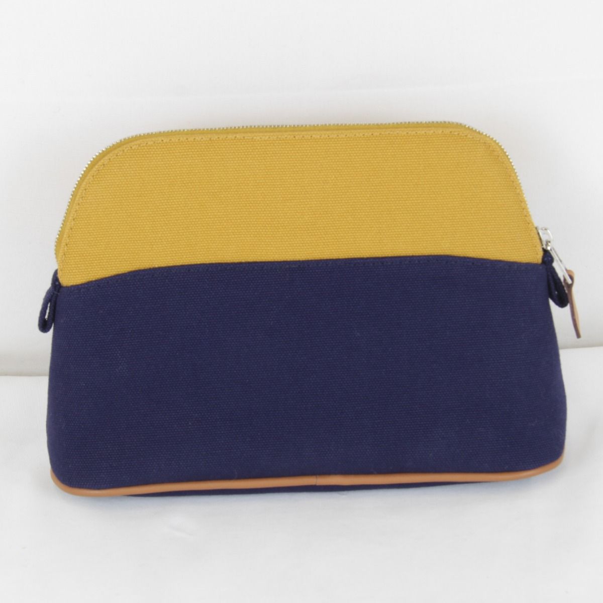 Hermes Bolide Mini Boxed Pouch Cotton Ocher Navy — view 2