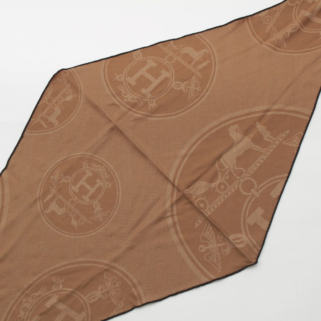 Hermes Losange New Libris Cashmere Scarf Brown — view 3