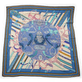 Hermes Carre Geant Cashmere Silk 140 Duo D'etriers Large Scarf Blue Multicolor