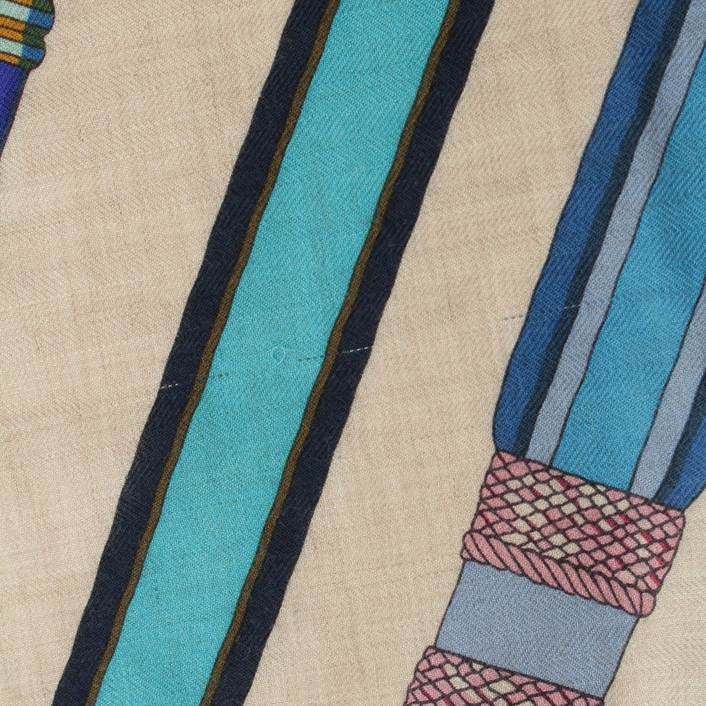 Hermes Carre Geant Cashmere Silk 140 Duo D'etriers Large Scarf Blue Multicolor — view 8