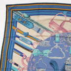 Hermes Carre Geant Cashmere Silk 140 Duo D'etriers Large Scarf Blue Multicolor — view 2