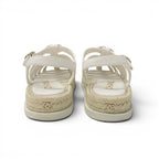 Chanel Sandals Shoes Leather White CC Logo Gladiator Espadrilles — view 5