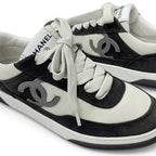 Chanel Sneakers Shoes Suede Gray CC Logo — view 9