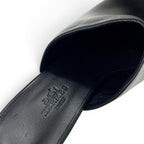 Hermes Sandals Shoes Leather Metal Heels Black Silver Chaine D'ancre Mules — view 7