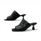 Hermes Hannah 95 Sandals Shoes Leather Black Mules — view 3