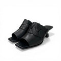 Hermes Hannah 95 Sandals Shoes Leather Black Mules