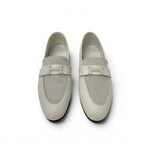 Hermes Paris Loafers Leather Canvas Ivory Moccasins — view 2