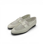 Hermes Paris Loafers Leather Canvas Ivory Moccasins