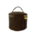 Celine Vintage Macadam Blason Triomphe Pattern Leather Handbag Vanity Bag Brown — view 3