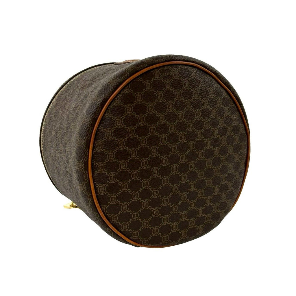 Celine Vintage Macadam Blason Triomphe Pattern Leather Handbag Vanity Bag Brown — view 7