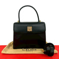 Celine Vintage Logo Ring Leather 2-Way Shoulder Bag Black