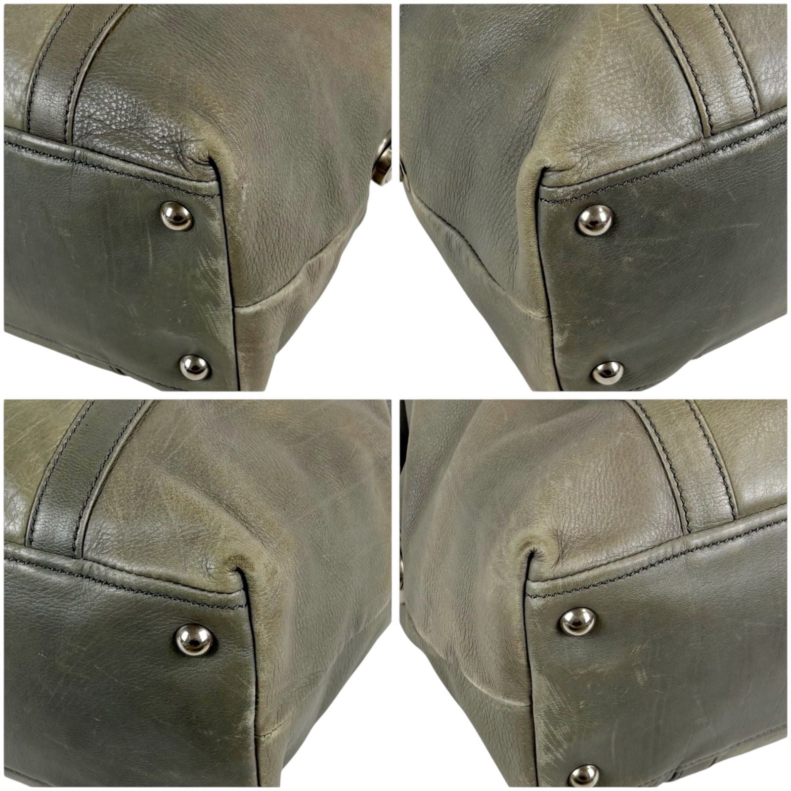 Prada Triangle Logo Shoulder Bag Mini Buffalo Leather Gray Washed — view 6