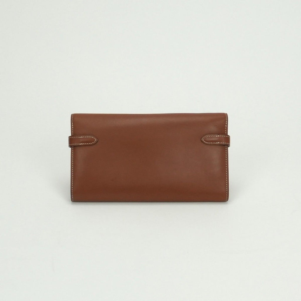 Hermes Kelly Wallet Box Calf Gold Brown Silver — view 2