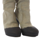 Chanel Middle Boots High Heels CC Logo Suede Bicolor 36.5 Light Gray — view 7