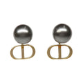 Dior Tribal Earrings Metal Resin Pearl Black