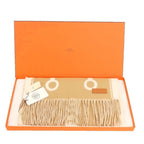 Hermes 03 Casaque Mors Scarf Fringe Shawl Camel Yvoir