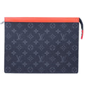 Louis Vuitton Pochette Voyage MM Clutch Black Gray Orange