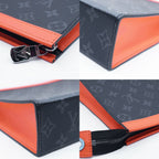 Louis Vuitton Pochette Voyage MM Clutch Black Gray Orange — view 4