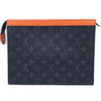 Louis Vuitton Pochette Voyage MM Clutch Black Gray Orange — view 2