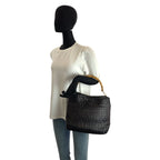 Gucci Bamboo Black Gold Leather 001 2-Way Shoulder Bag — view 6