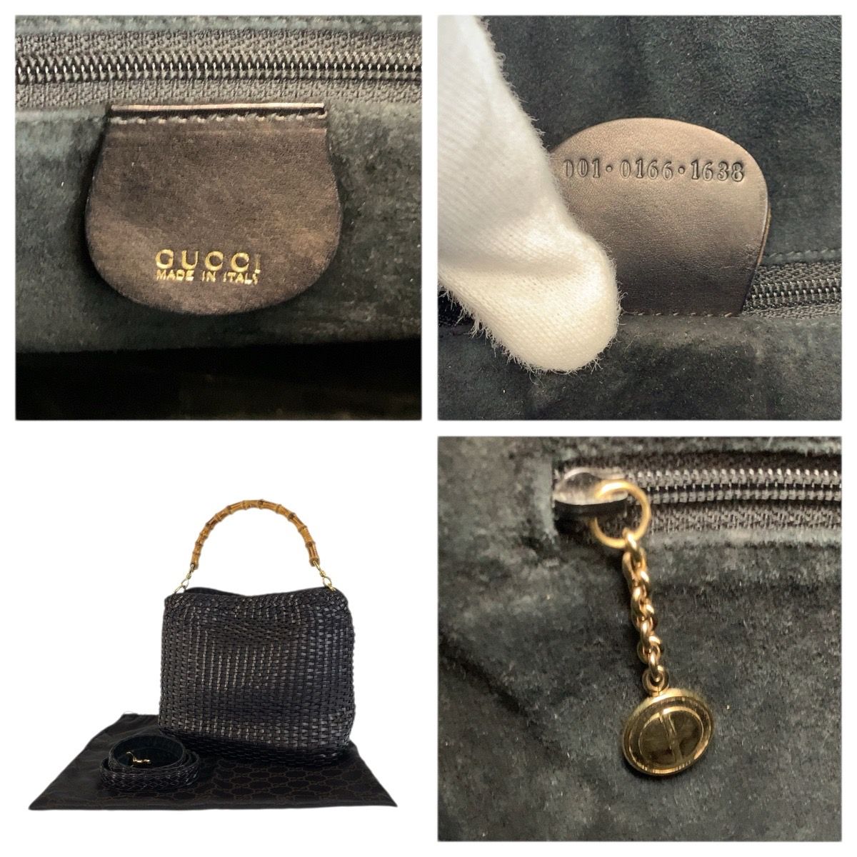Gucci Bamboo Black Gold Leather 001 2-Way Shoulder Bag — view 3