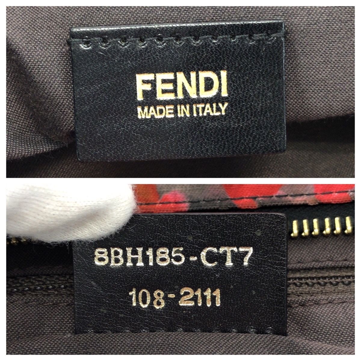 Fendi Zucchino Floral Black Pink Orange Nylon Leather Tote Shoulder Bag — view 4