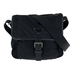 Prada Tessuto Black Nylon Leather Shoulder Bag