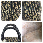 Dior Vintage Trotter Navy Silver Canvas Leather Boston Bag — view 6