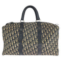 Dior Vintage Trotter Navy Silver Canvas Leather Boston Bag