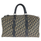 Dior Vintage Trotter Navy Silver Canvas Leather Boston Bag