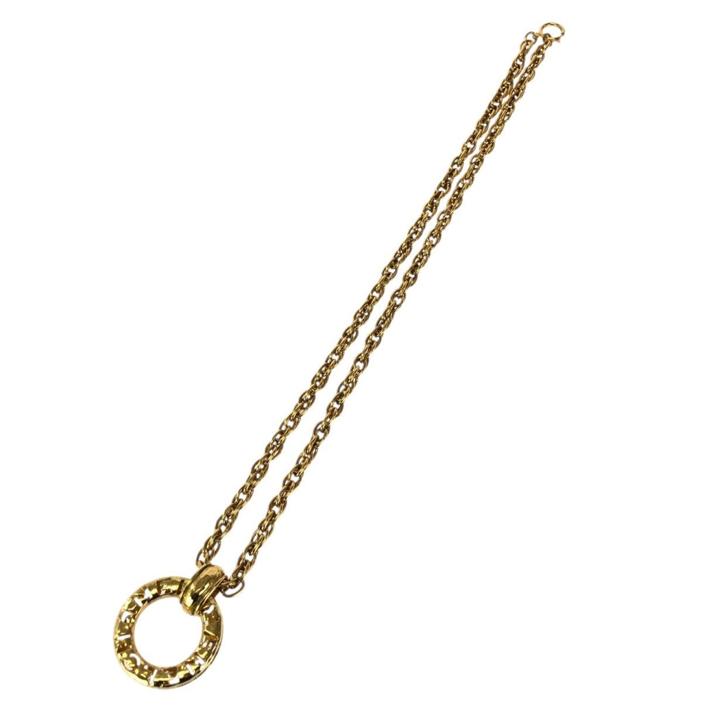 Chanel Vintage Circle Logo CC Gold Plated Necklace