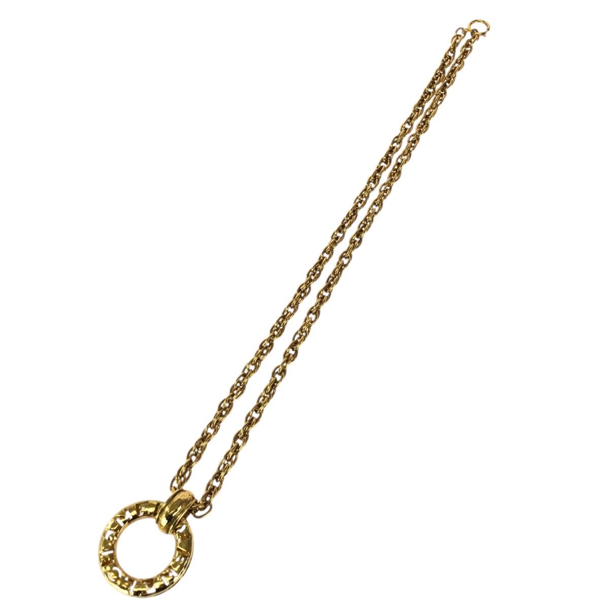 Chanel Vintage Circle Logo CC Gold Plated Necklace