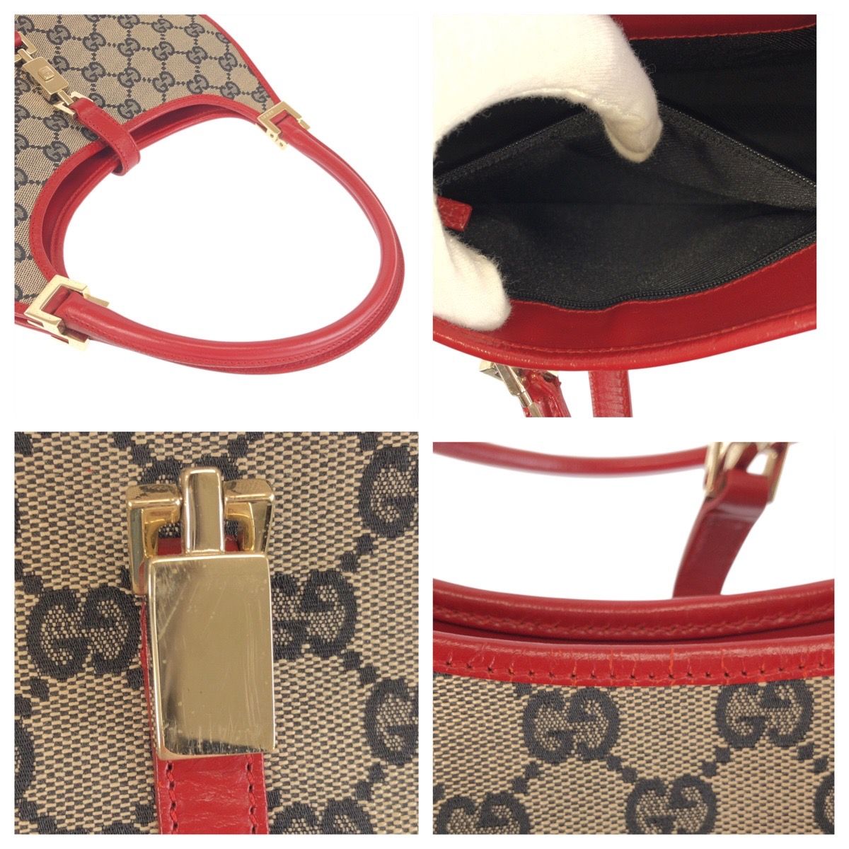 Gucci Jackie Beige Red Gold GG Canvas 002 Shoulder Bag — view 5