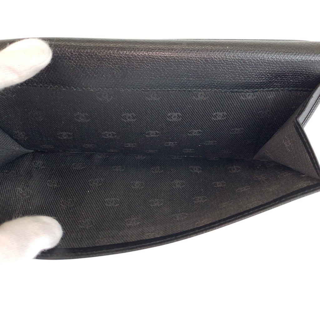 Chanel Coco Button Black Gold Leather Wallet — view 6