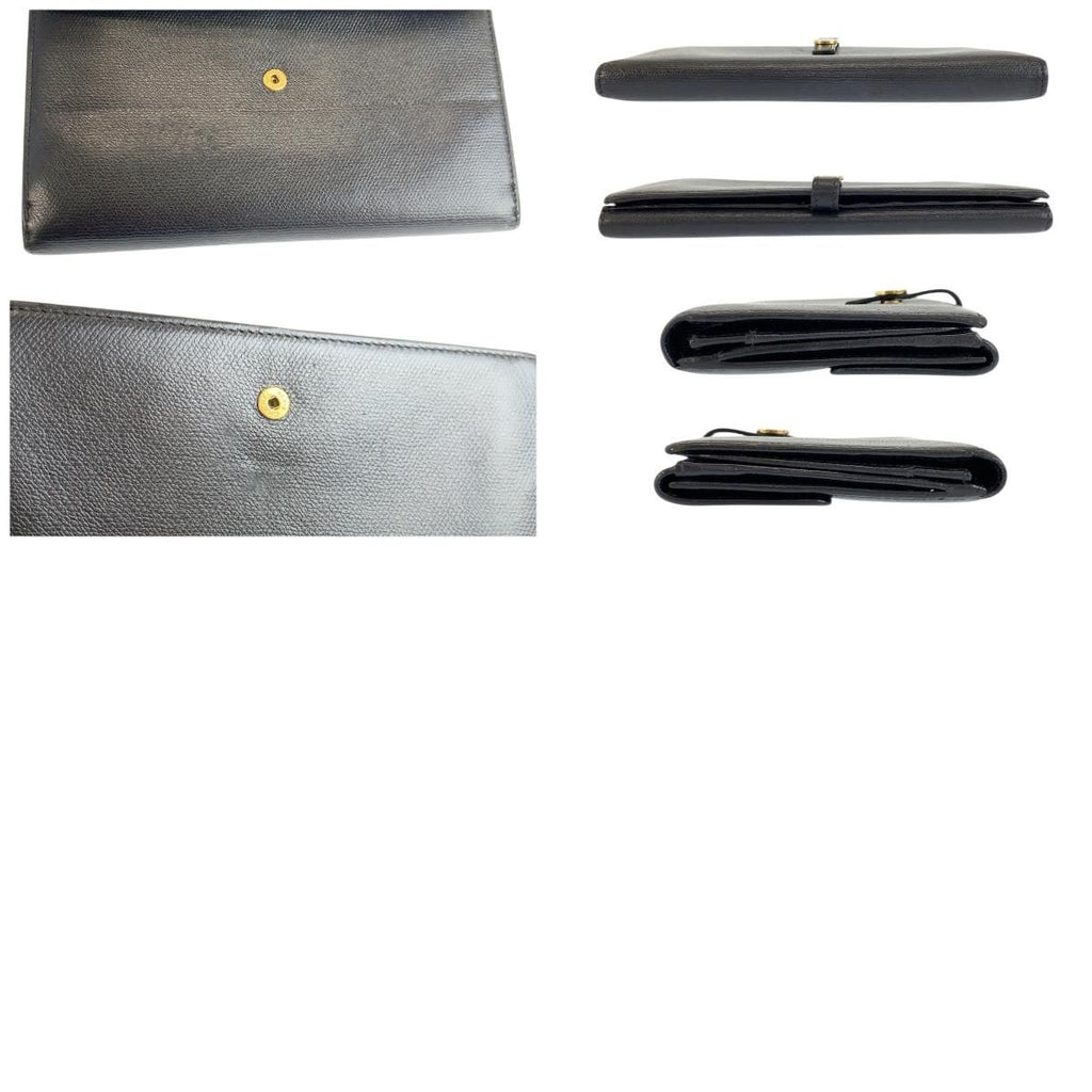Chanel Coco Button Black Gold Leather Wallet — view 9