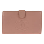 Chanel Vintage CC Logo Pink Gold Leather Wallet