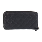 Chanel CC Logo Quilted Black Silver Leather Wallet — view 2
