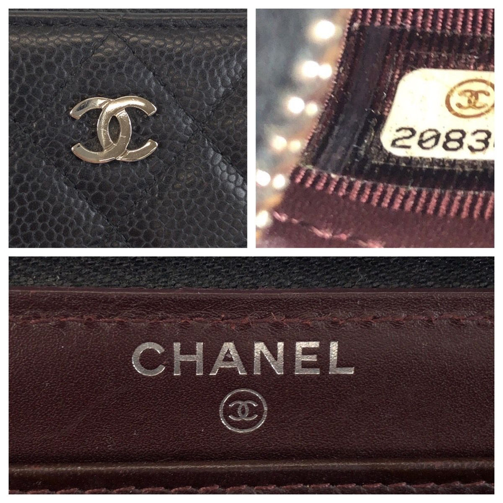Chanel CC Logo Quilted Black Silver Leather Wallet — view 5