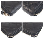 Chanel CC Logo Quilted Black Silver Leather Wallet — view 3