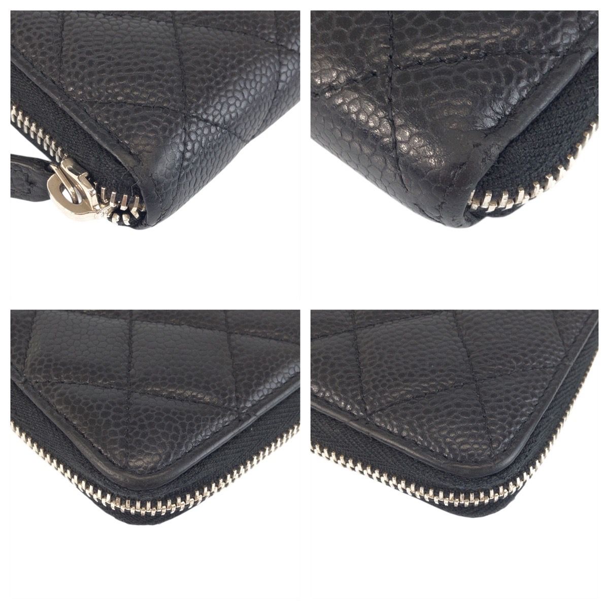 Chanel CC Logo Quilted Black Silver Leather Wallet — view 3