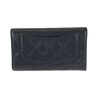 Chanel Quilted CC Logo Black Gold Caviar Leather Wallet — view 2