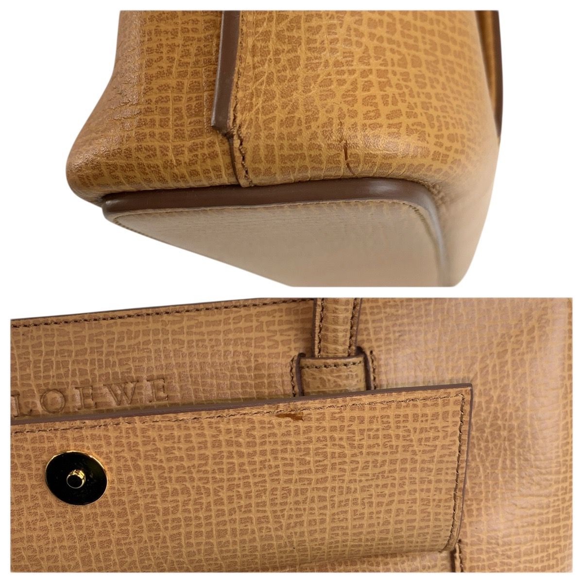 Loewe Vintage Beige Gold Leather Tote — view 5